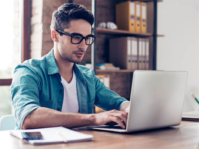 A man working on a laptop